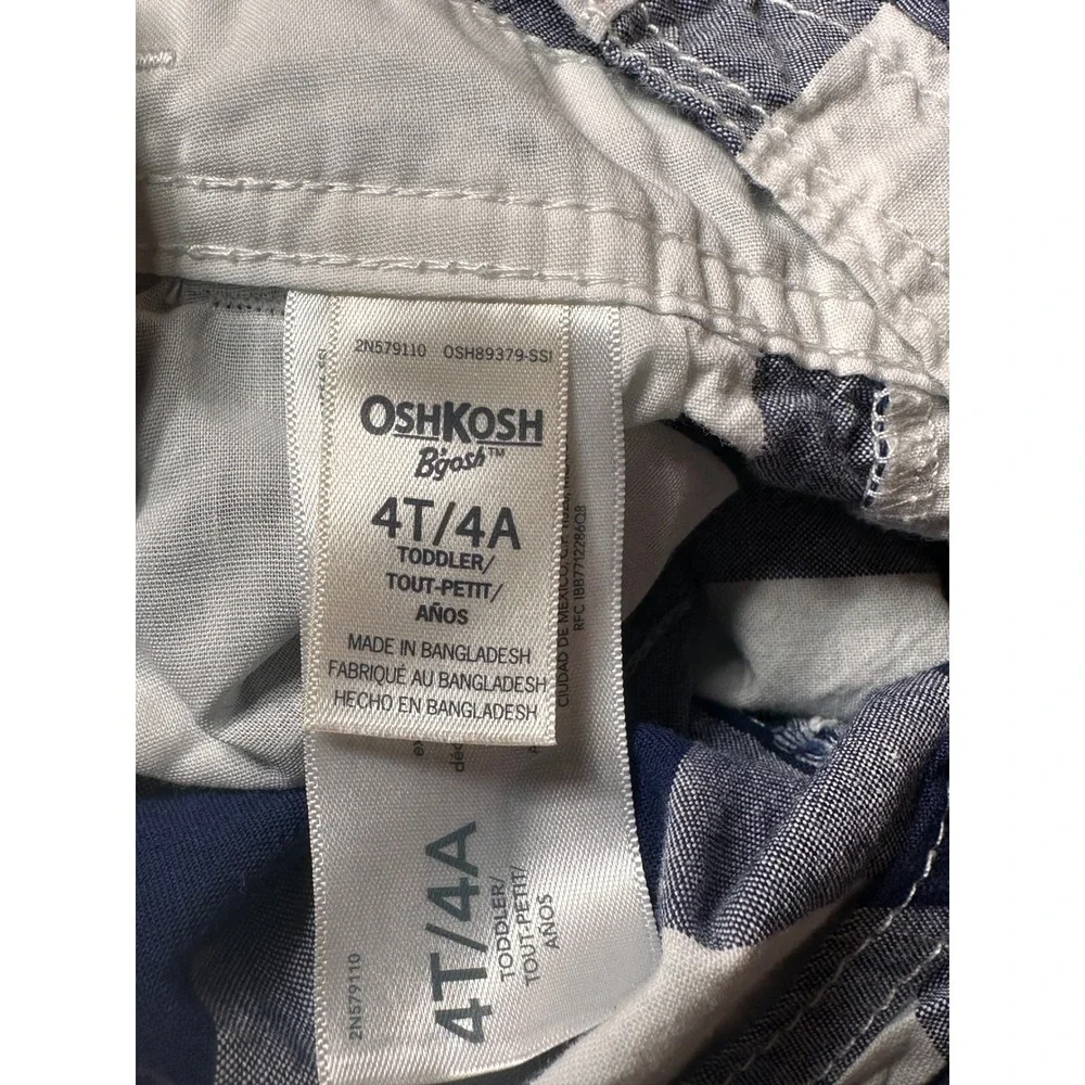 OshKosh B'gosh Overalls Toddler‎ 4T Navy White Plaid Excellent Vestbak Shortalls
